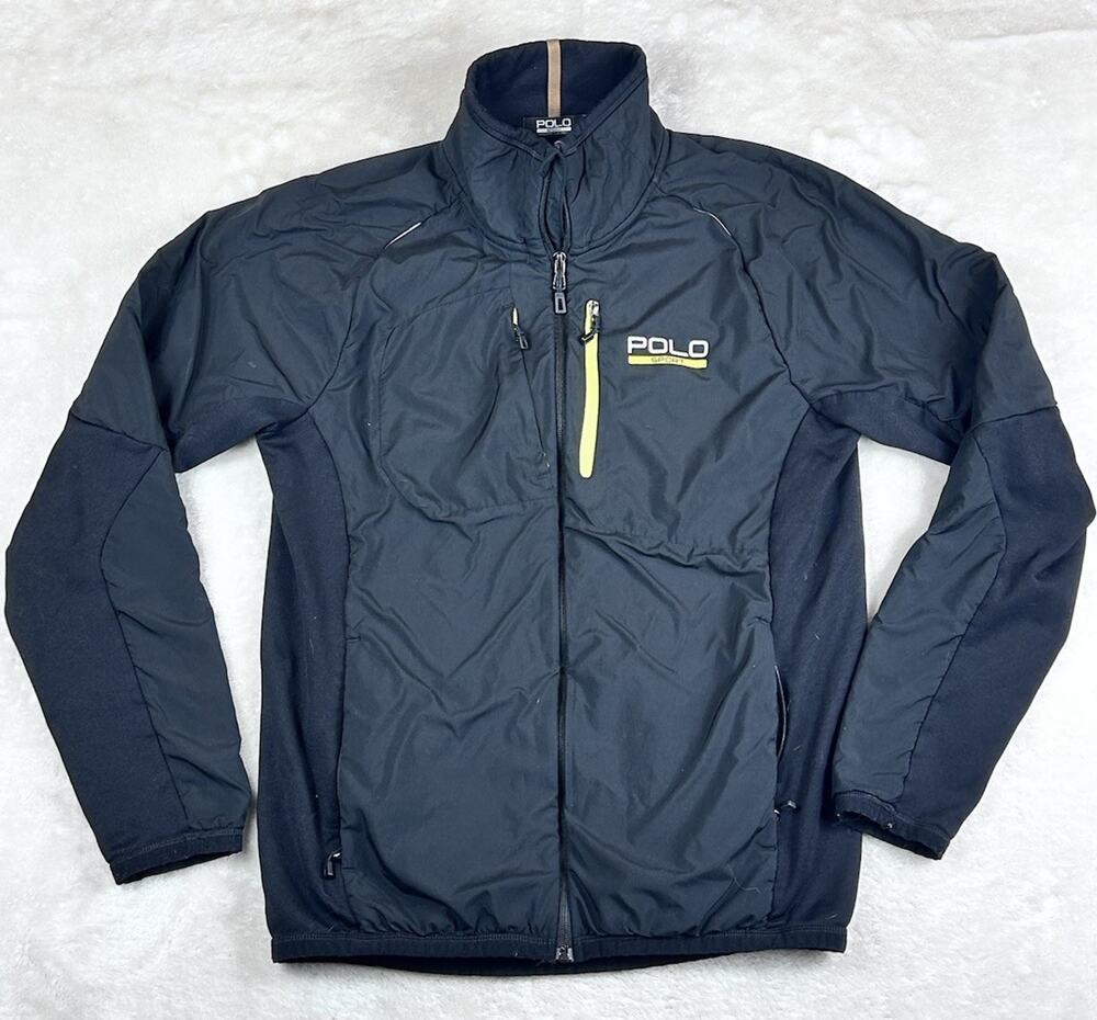Ralph Lauren Polo Sport Jacket Men’s Sz M Black Full Zip Hybrid Tech Performance
